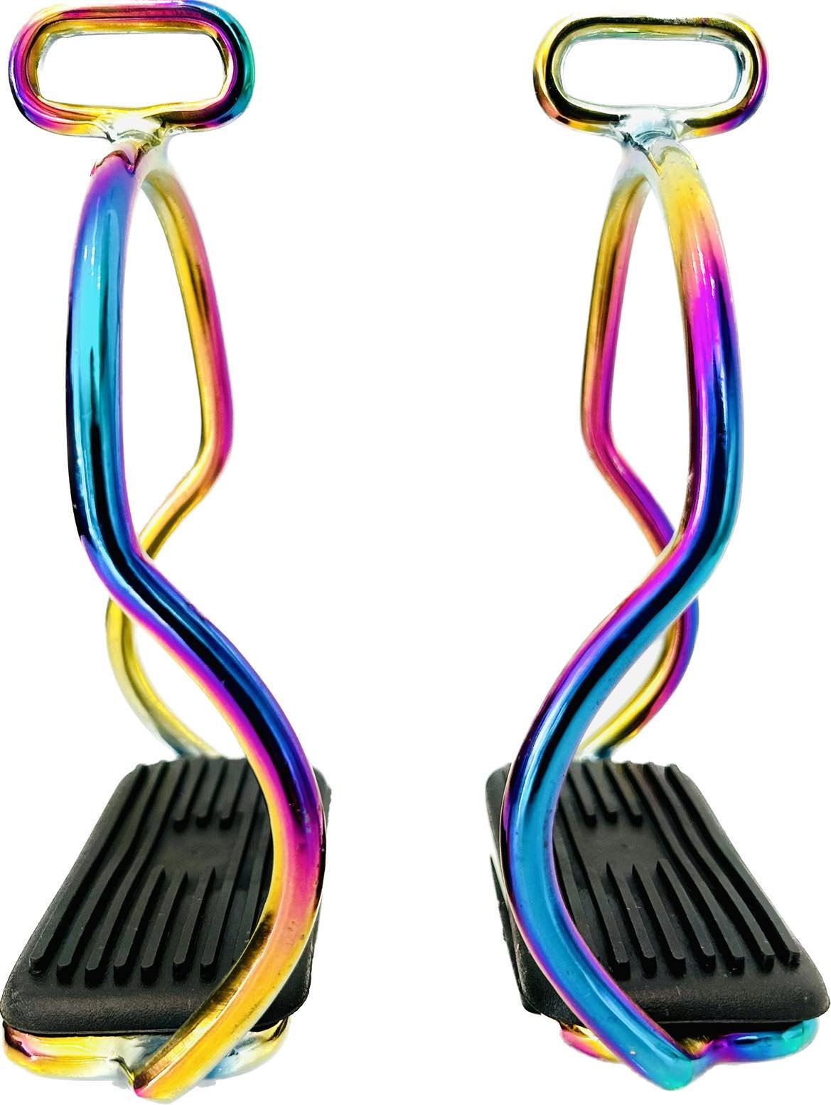 thumbnail image 2 of Rainbow Peacock Fillis Stirrups – Equestrian Safety Irons (4.75 Inch) By PRO IRON GEAR 2 of 5